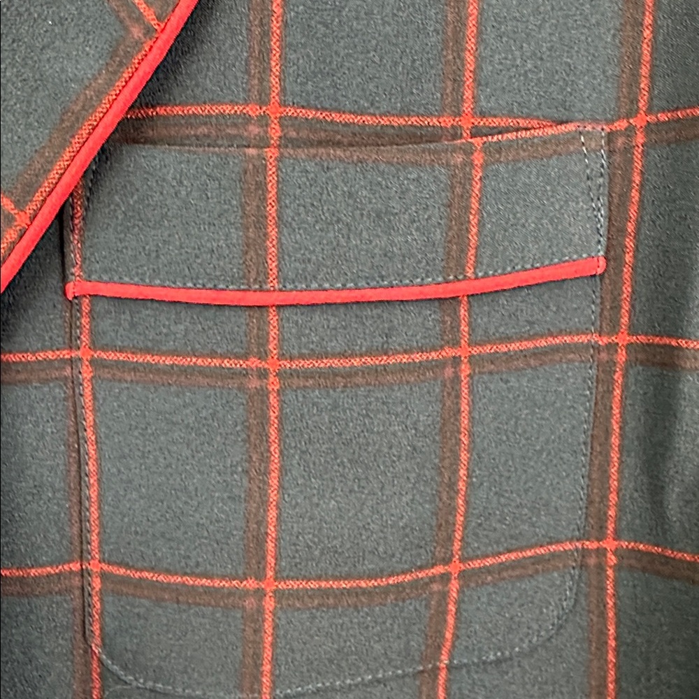 1901 Nordstrom Navy Blue Red Windowpane Plaid Longline Blazer dress Piping L - Picture 6 of 10